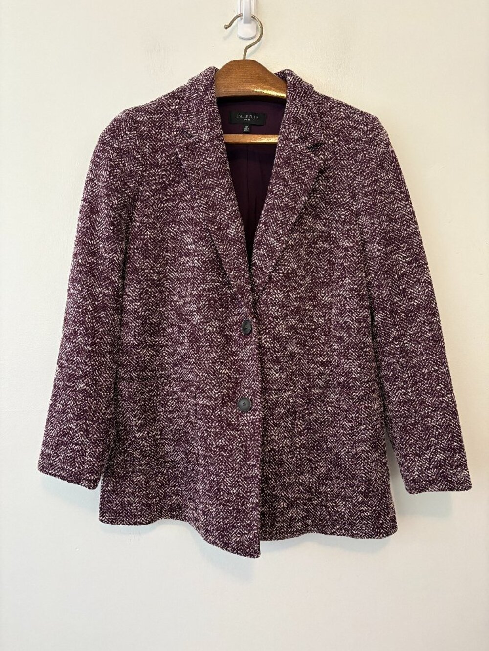 Talbots Purple Tweed Two Button Blazer Jacket Size 10P Petite